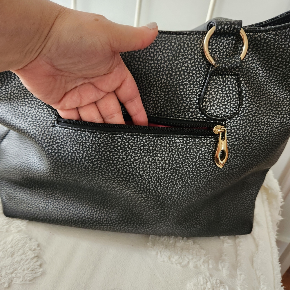 Michael Kors Black Pebbled Leather Satchel with Gold Hardware 22 Inch Straps - Picture 8 of 13